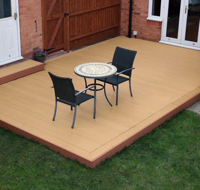 3D WPC Solid Wood Plastic Timber Decking Slip Resistant