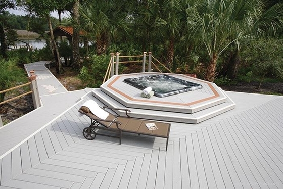 Brushing UV Resistant Capped Plastic Outdoor Decking Boards WPC Flooring Deck